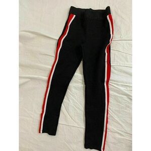 Zara Womens Black Red White Side Striped High Waist Leggings Small